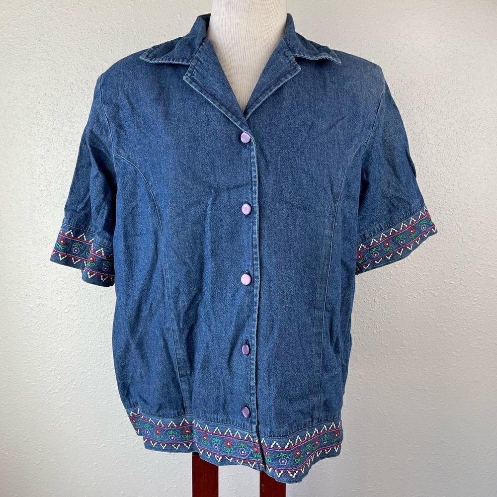 Vintage 90’s Two Piece Country Wear Sleeveless Denim Dress & Matching Shirt EUC